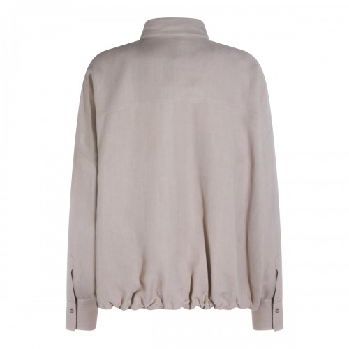 SAND SHELL VISCOSE AND LINEN BLEND CASUAL JACKET