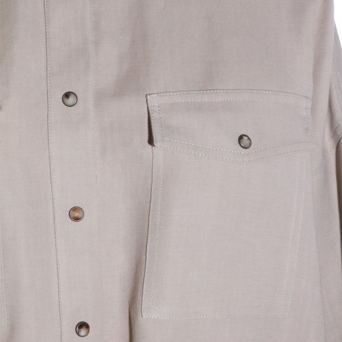 SAND SHELL VISCOSE AND LINEN BLEND CASUAL JACKET
